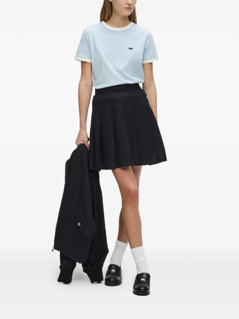 Karl Lagerfeld Ikon T-shirt met contrasterende afwerking Blauw