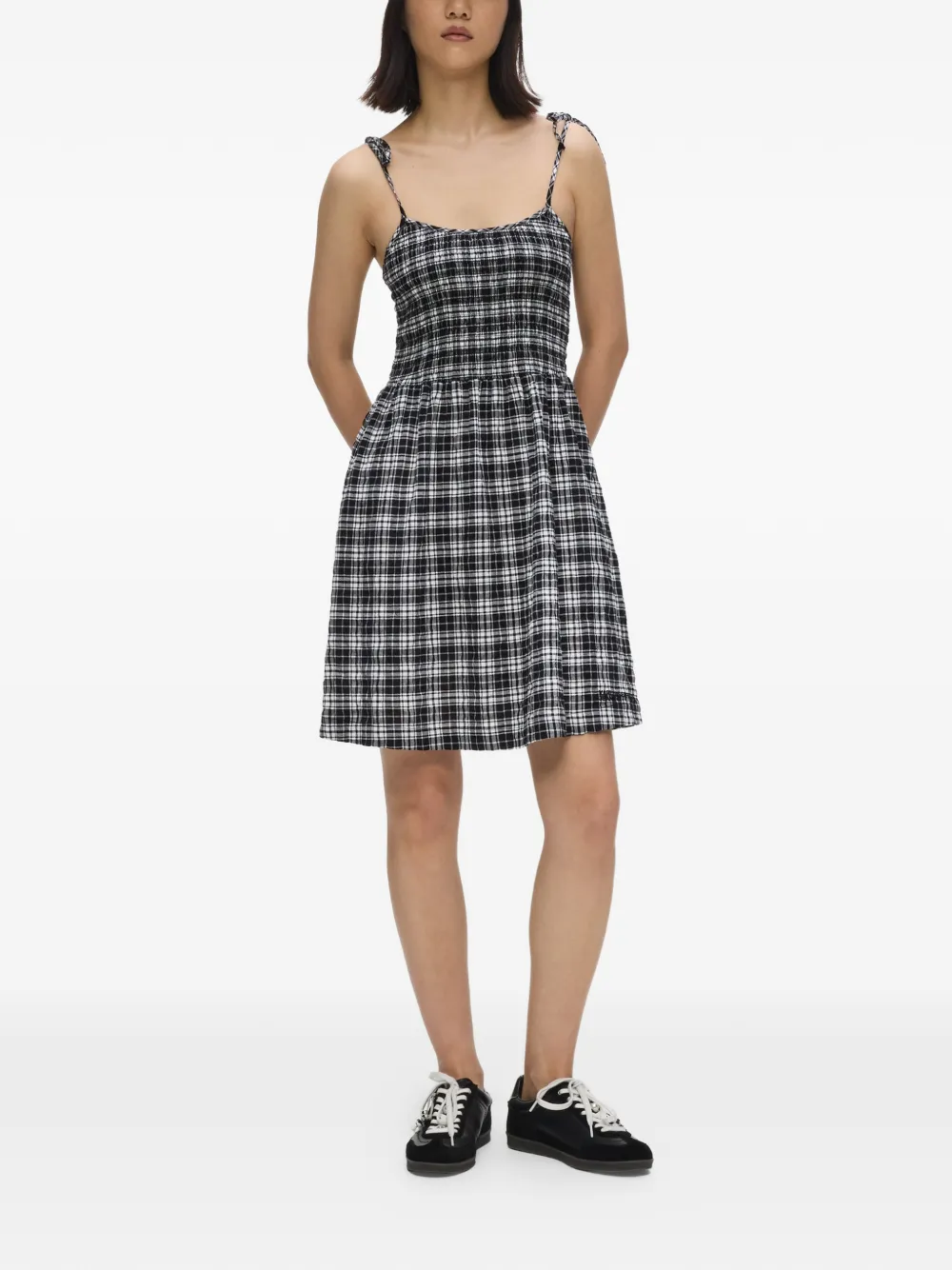 Karl Lagerfeld Jeans Geruite mini-jurk met bandjes Zwart