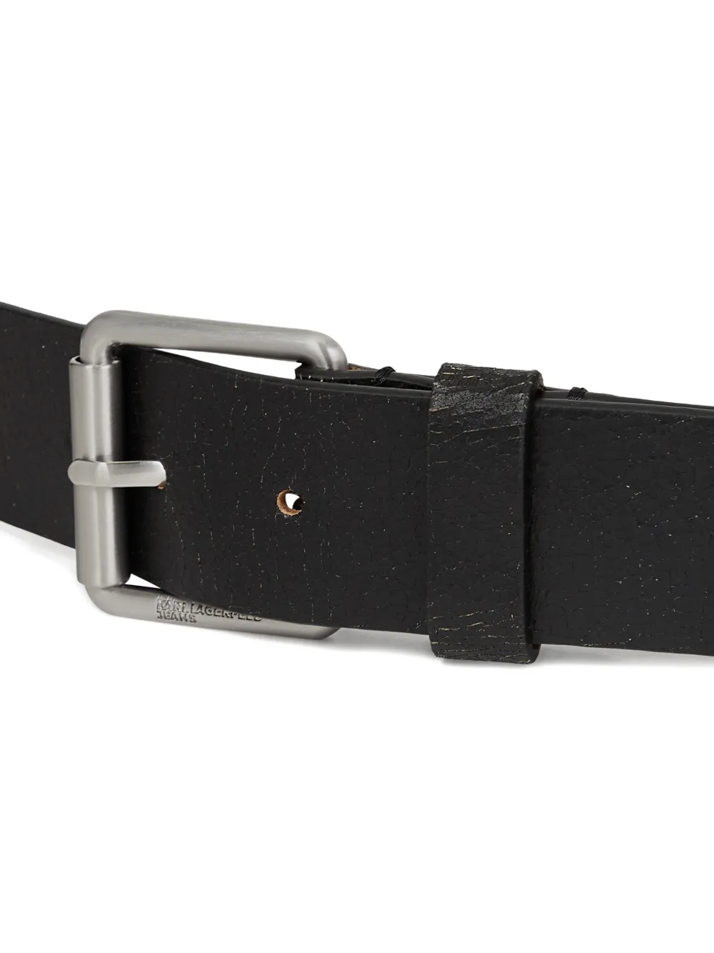 Karl Lagerfeld Jeans Leren riem met gegraveerd logo Zwart