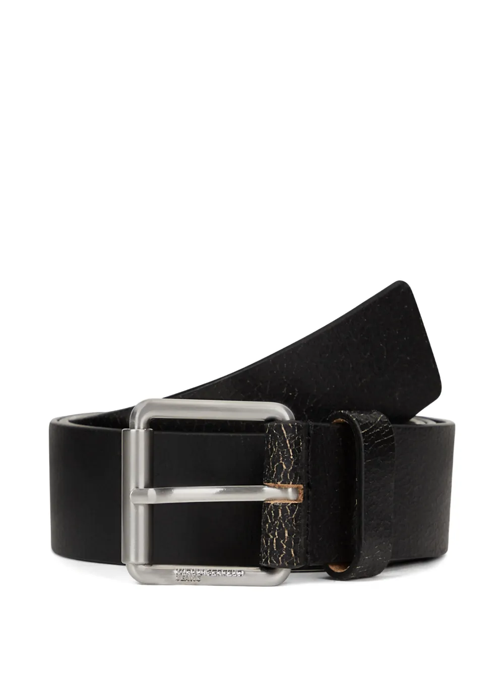 Karl Lagerfeld Jeans logo-engraved leather belt - Schwarz