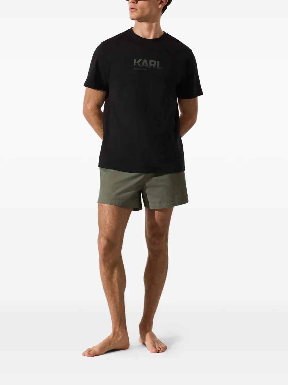 Karl Lagerfeld T-shirt met ombré print en logo Zwart