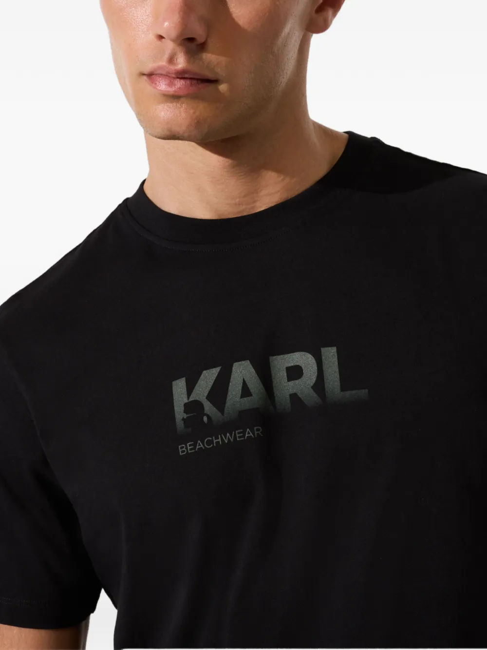 Karl Lagerfeld T-shirt met ombré print en logo Zwart