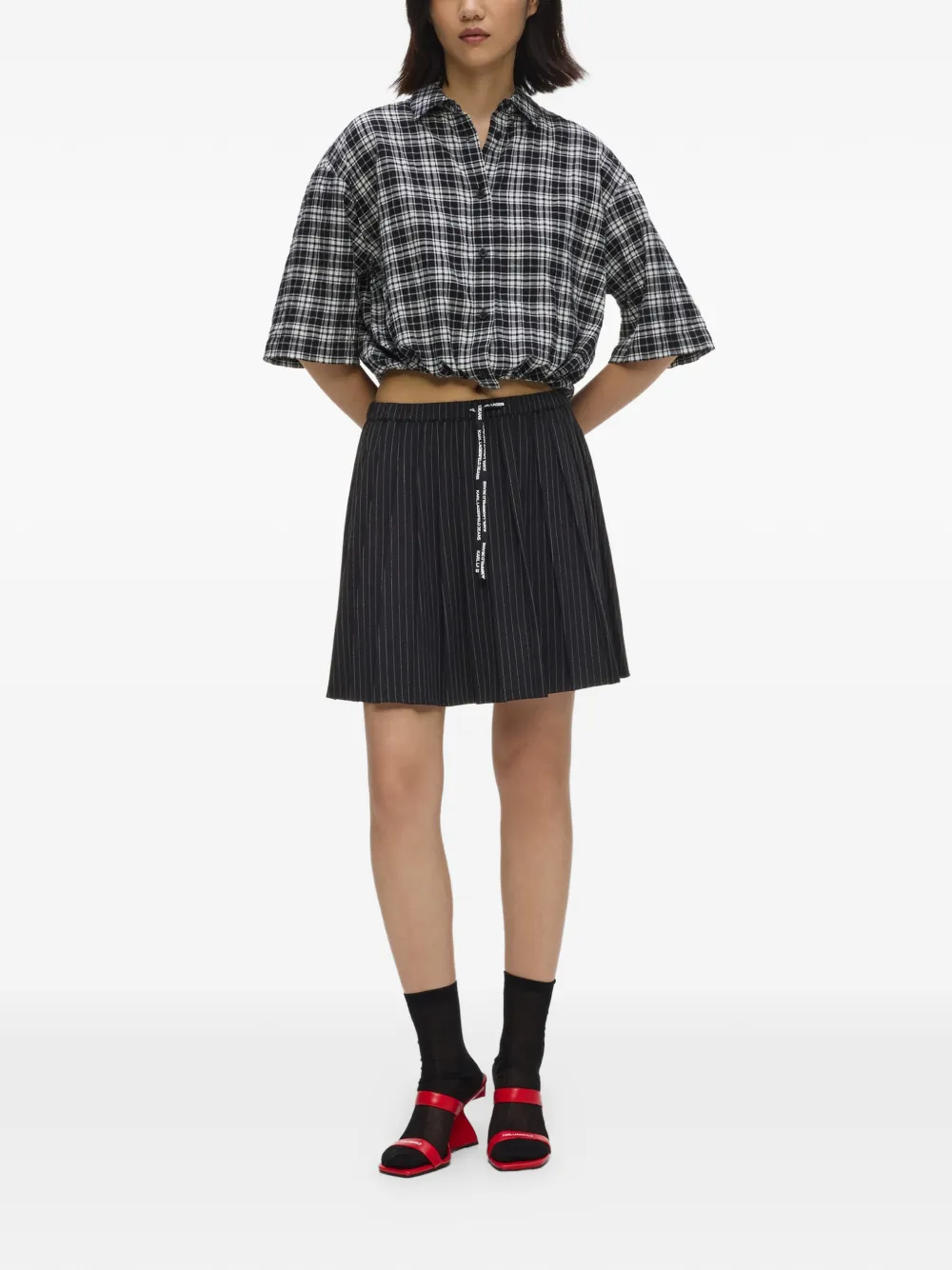 Karl Lagerfeld Jeans Mini-rok met plooien en krijtstreep Zwart