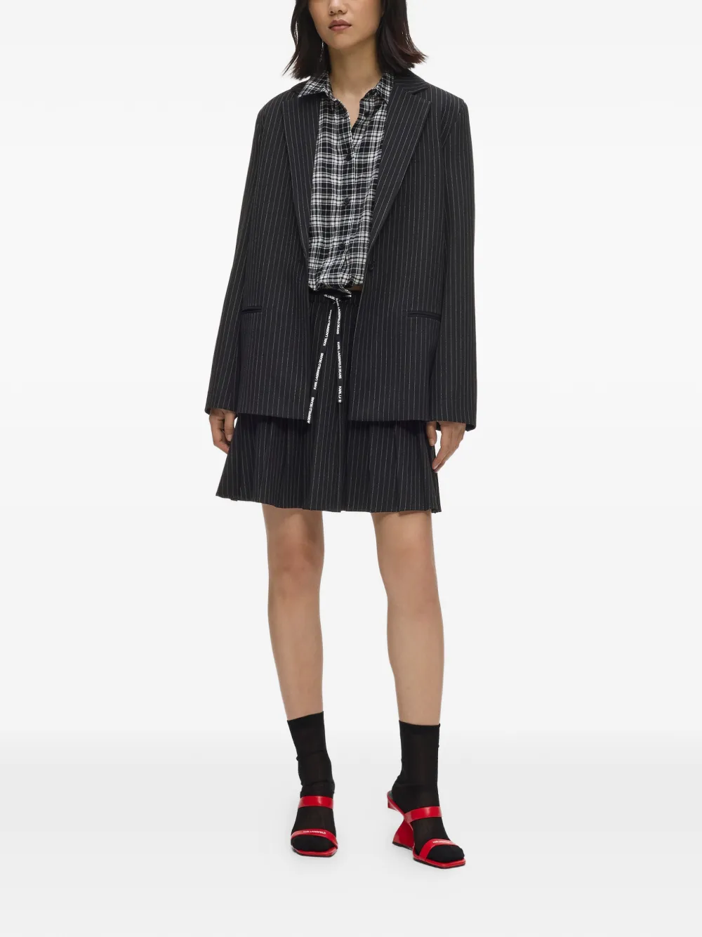 Karl Lagerfeld Jeans Mini-rok met plooien en krijtstreep Zwart