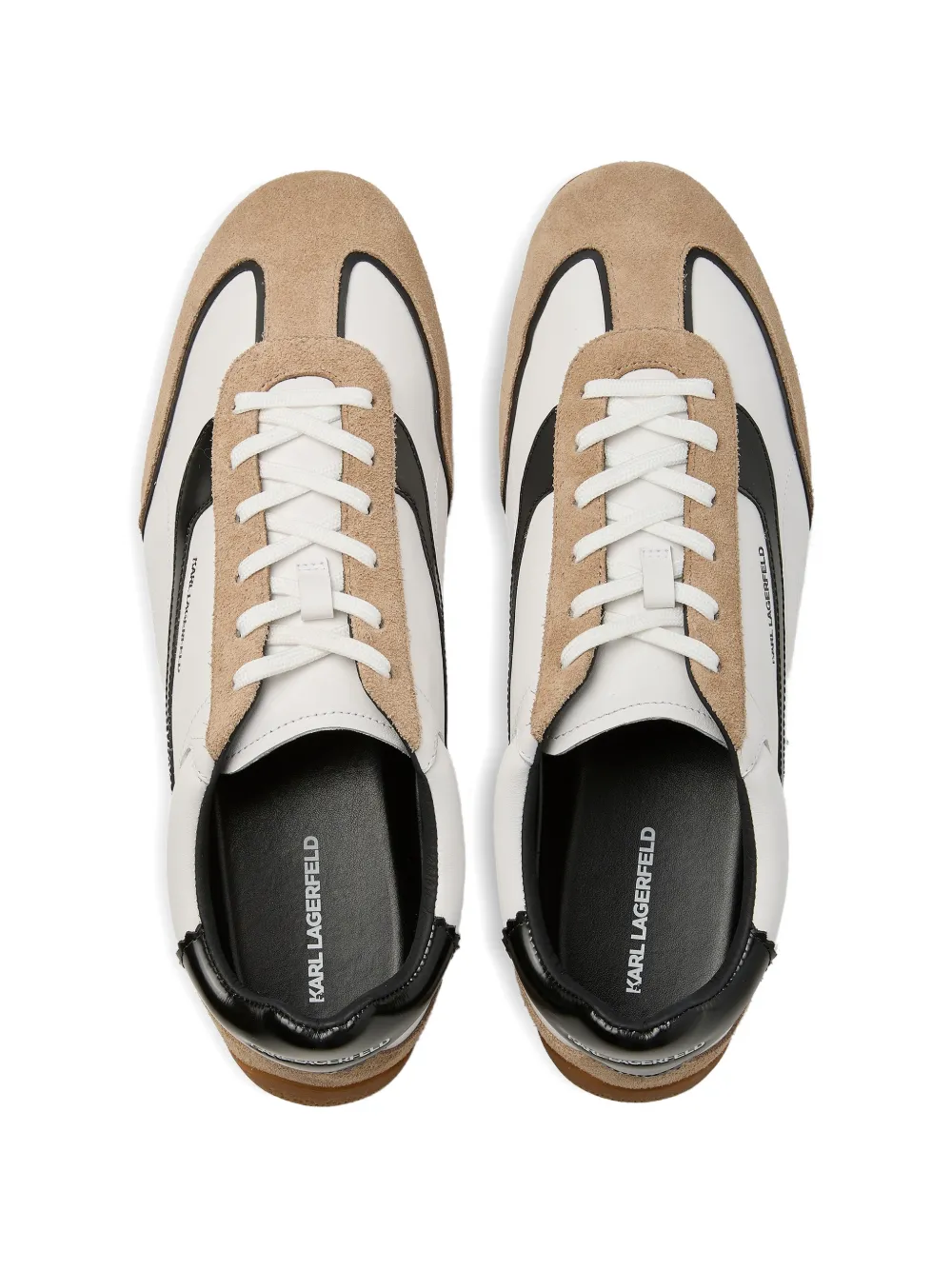 Karl Lagerfeld Jeans Devon leren sneakers met vlakken Wit