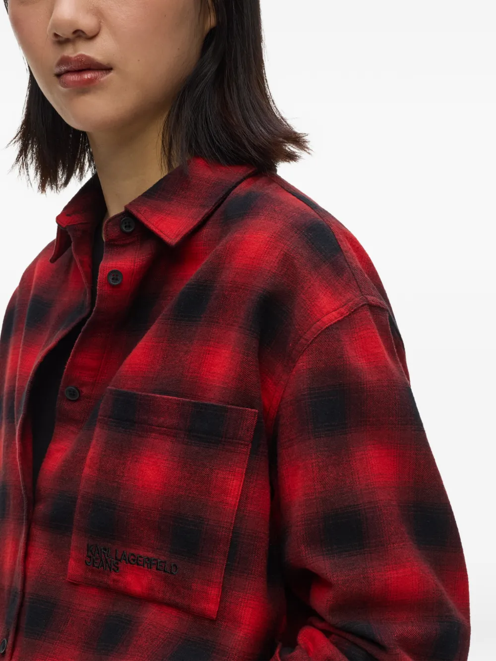 Karl Lagerfeld Jeans Geruit katoenen shirtjack Rood