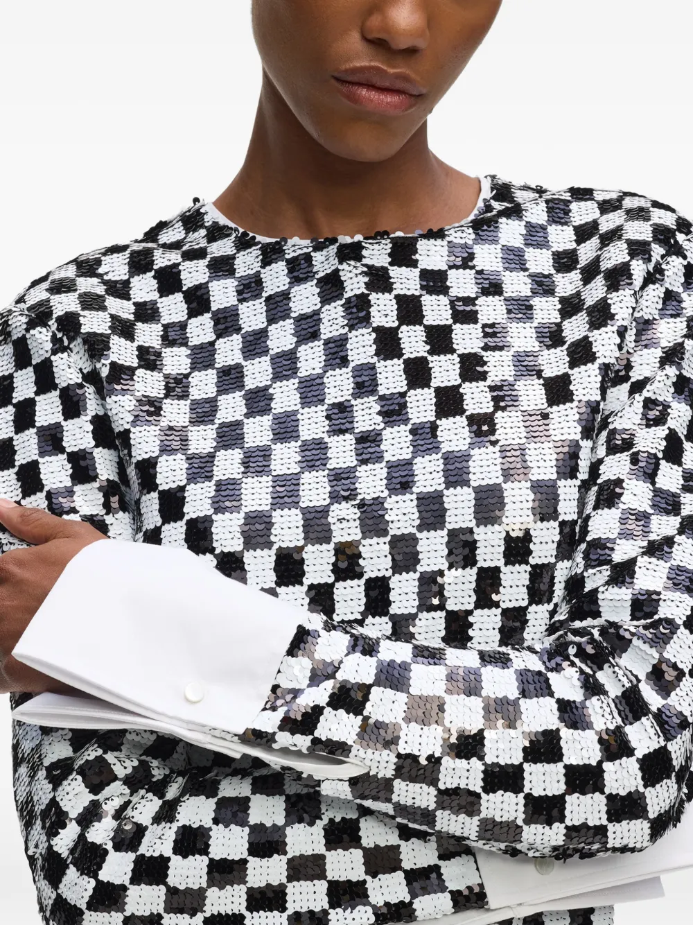 Karl Lagerfeld Geruite mini-jurk verfraaid met pailletten Zwart