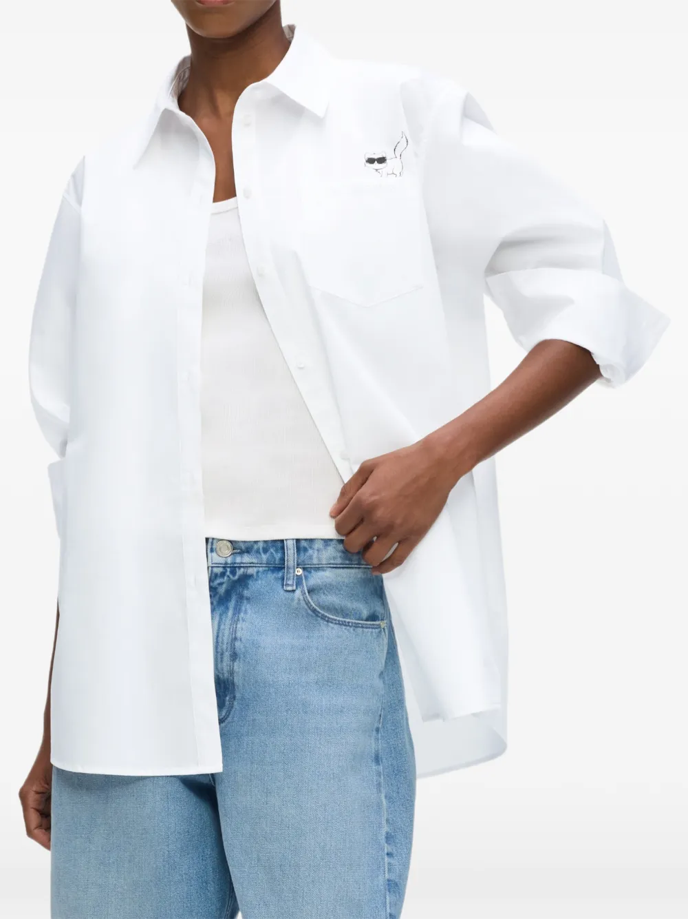 Karl Lagerfeld Ikon Choupette blouse Wit