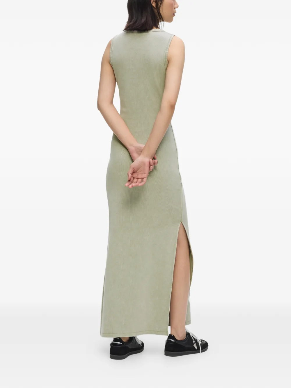 Karl Lagerfeld Jeans Geribbelde midi-jurk met wassing Groen