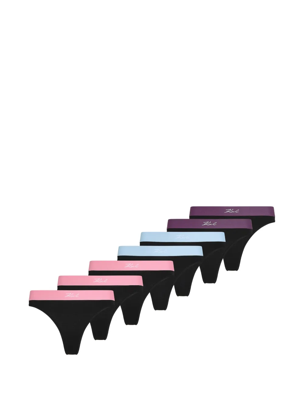 Karl Lagerfeld Signature elastic-waist cotton thongs (set of seven) - Nero