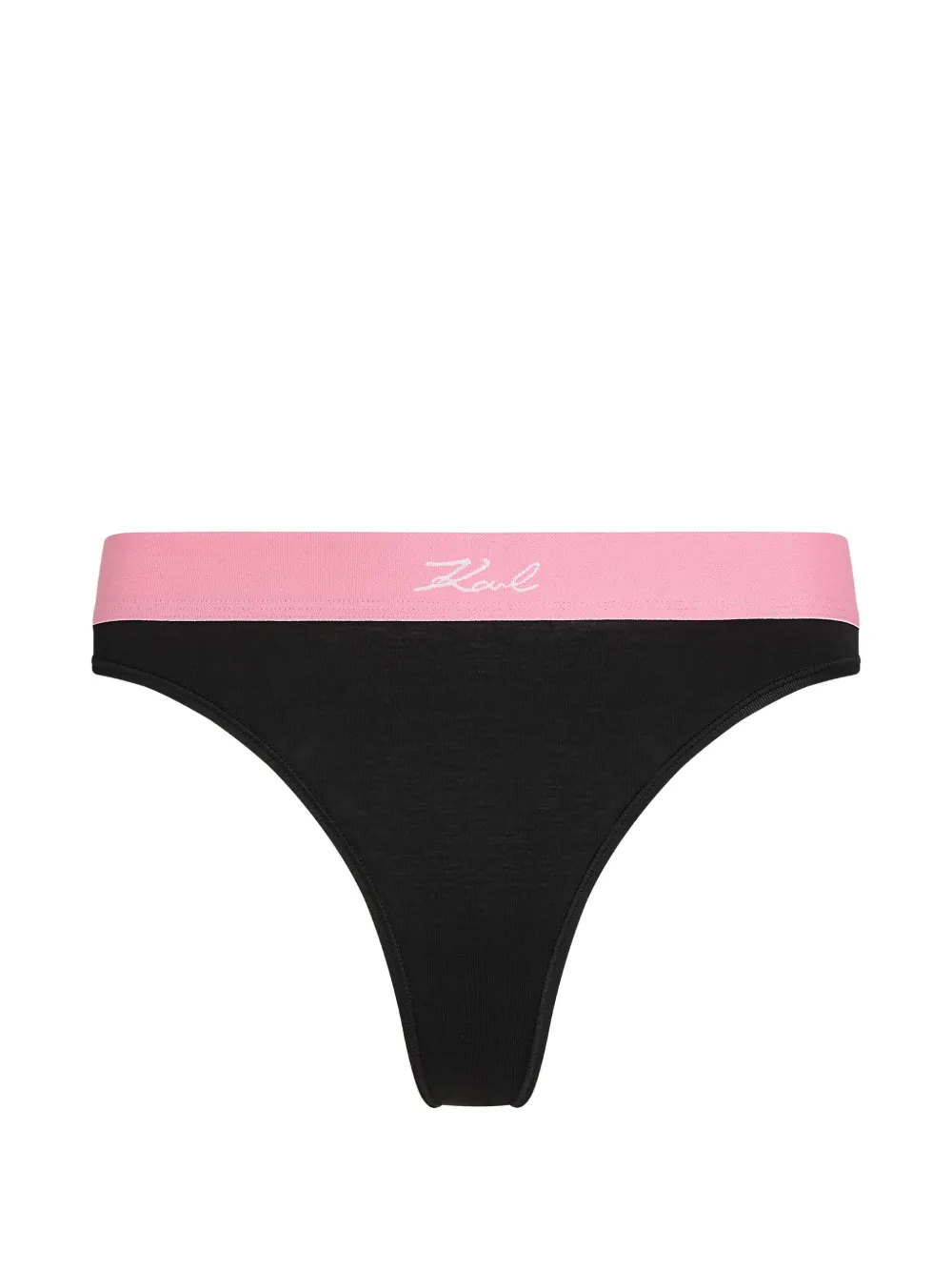 Karl Lagerfeld Zeven Signature katoenen strings met elastische taille Zwart