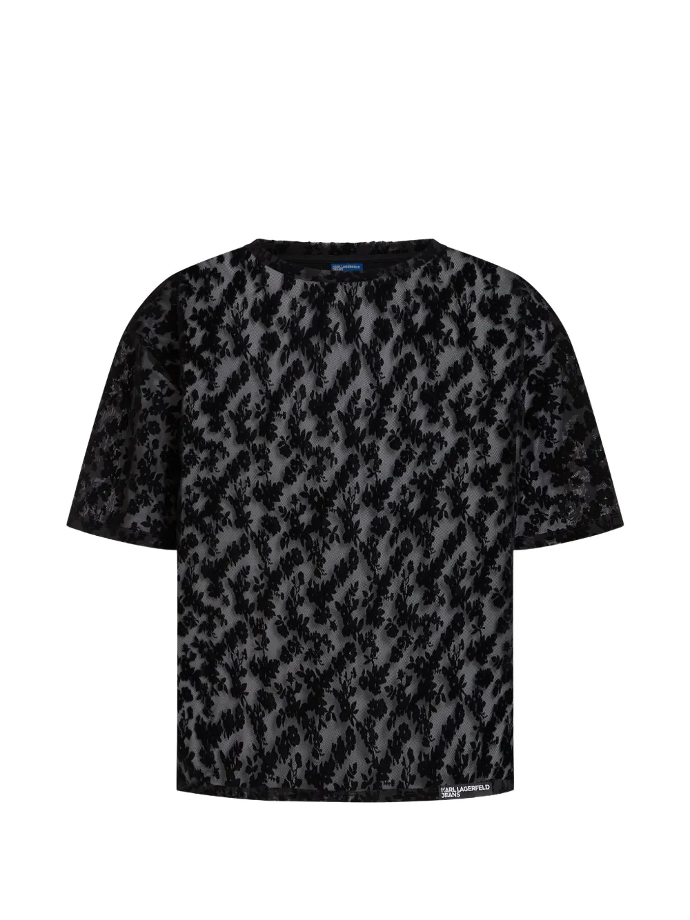 Karl Lagerfeld Jeans flocked floral mesh T-shirt - Nero