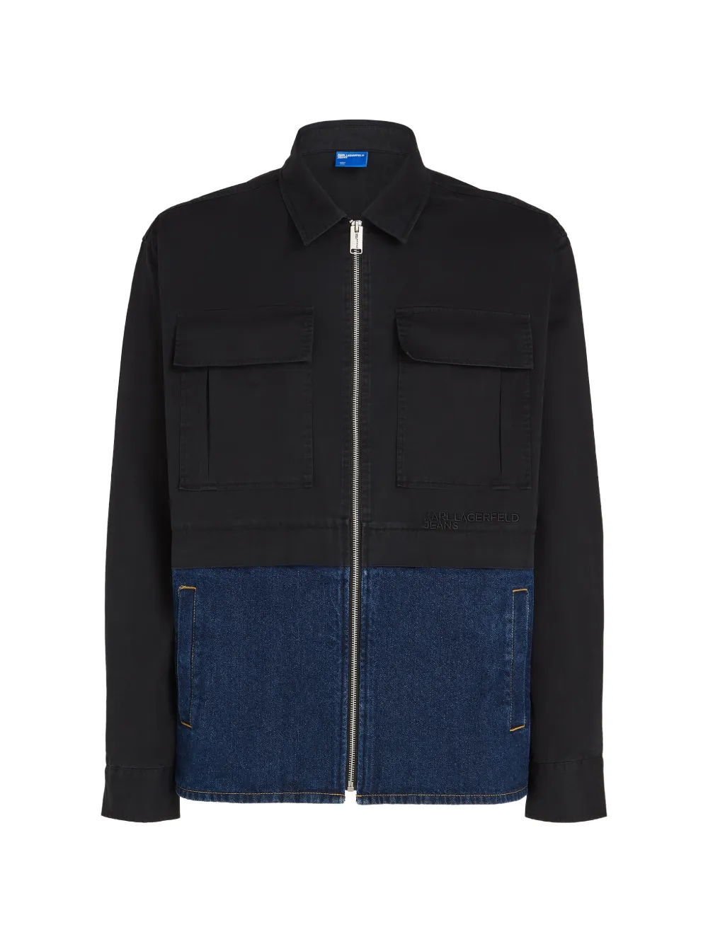 Karl Lagerfeld Jeans Reißverschluss-Hemdjacke im Layering-Look - Schwarz