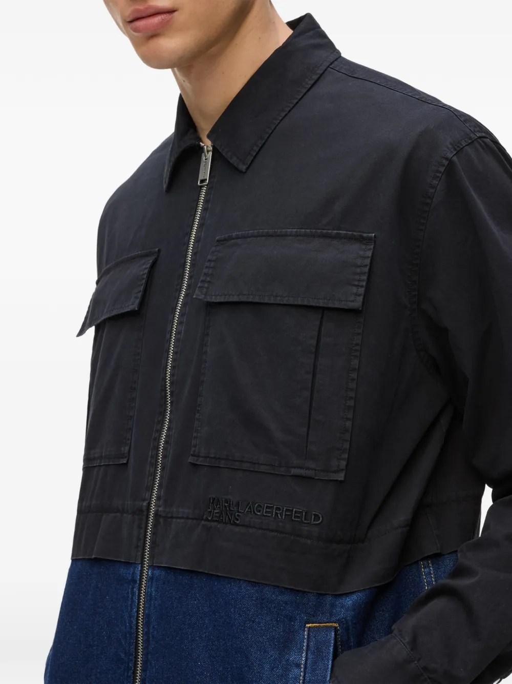 Karl Lagerfeld Jeans Shirtjack met rits en gemixt vlak Zwart