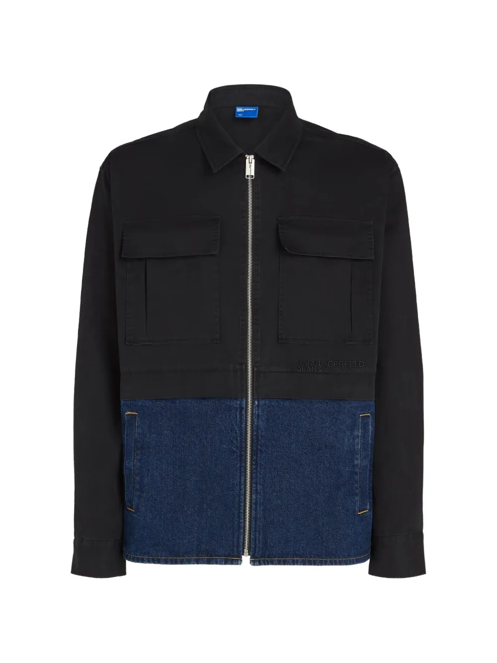 Karl Lagerfeld Jeans Shirtjack met rits en gemixt vlak Zwart