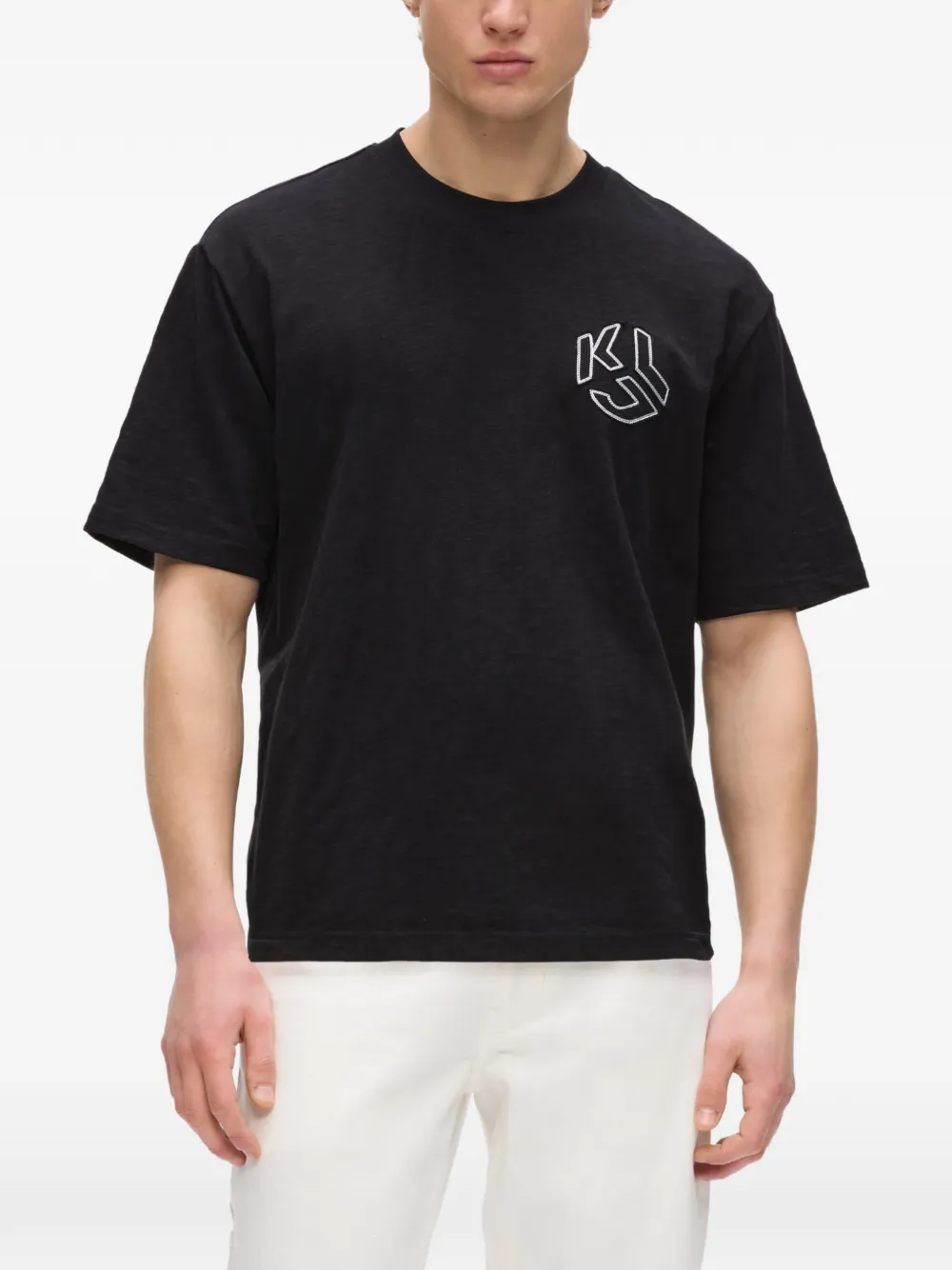 Karl Lagerfeld Jeans T-shirt met geborduurd logo Zwart