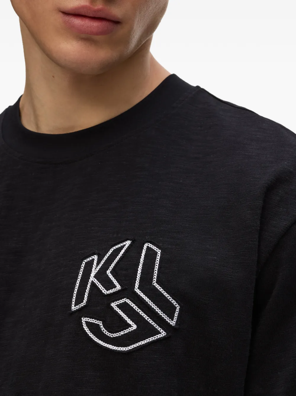Karl Lagerfeld Jeans T-shirt met geborduurd logo Zwart