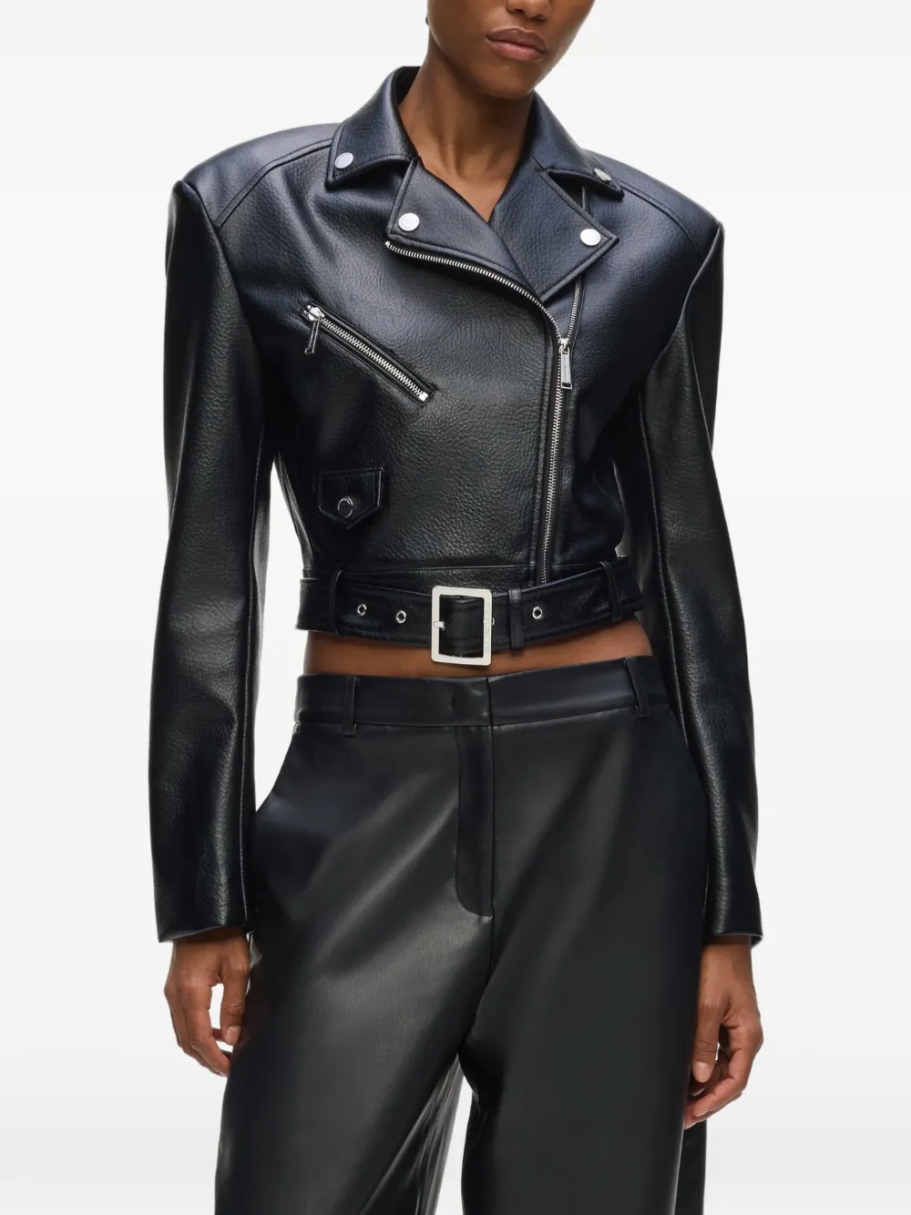 Karl Lagerfeld Bikerjack met riem Zwart