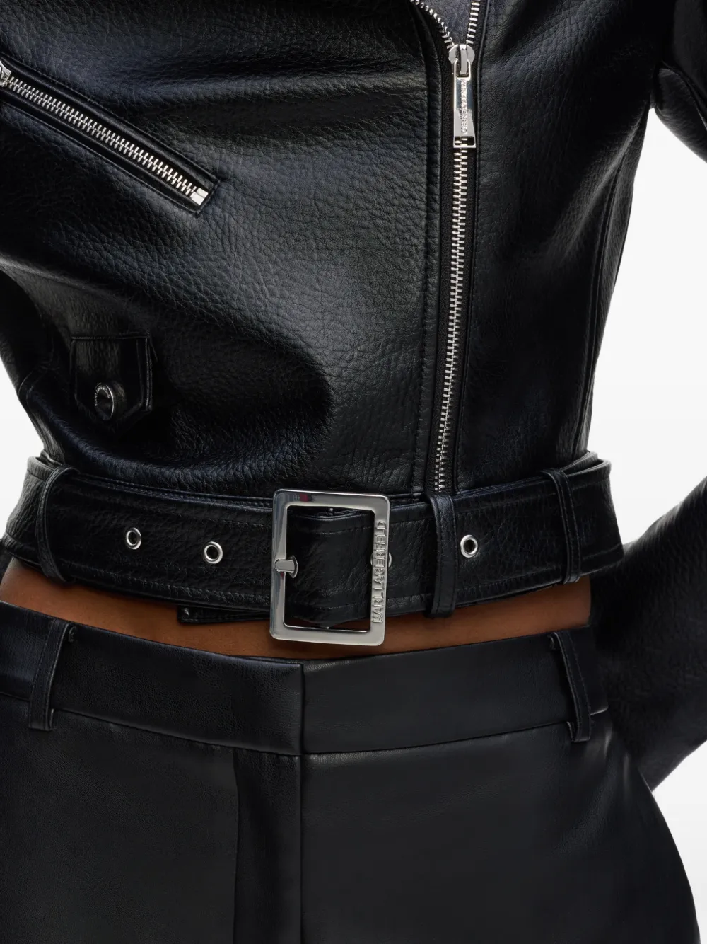 Karl Lagerfeld Bikerjack met riem Zwart
