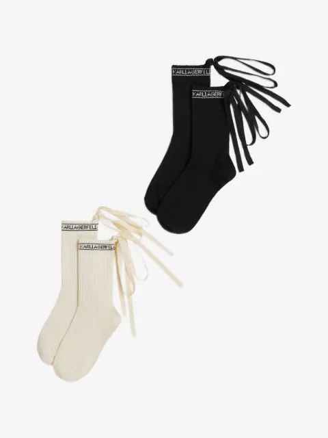Karl Lagerfeld lace-up ribbed socks (set of two)