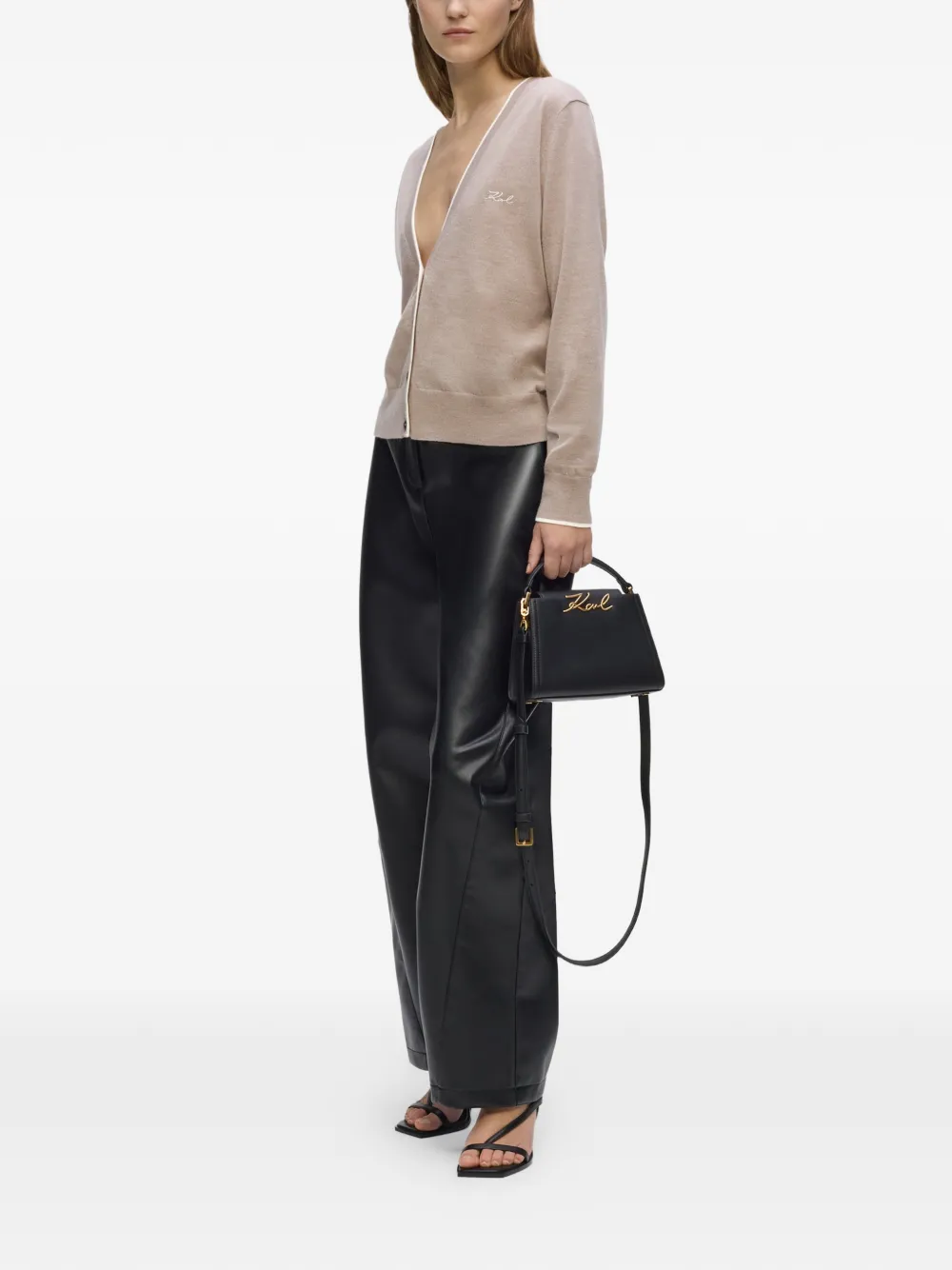 Karl Lagerfeld Vest van merinowol met geborduurd logo Beige
