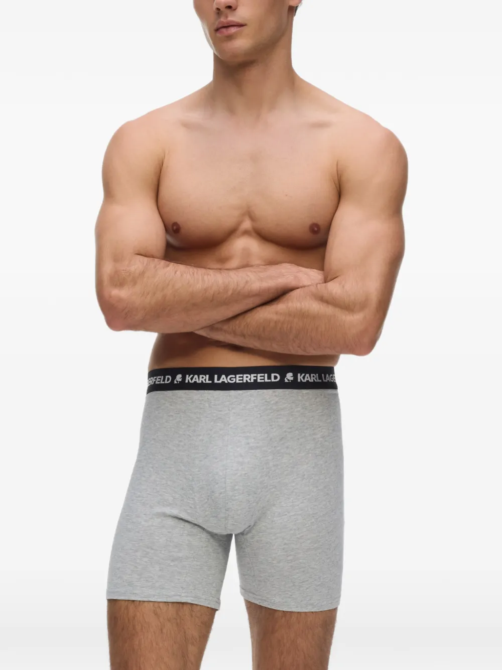 Karl Lagerfeld Drie boxershorts met logoband Grijs