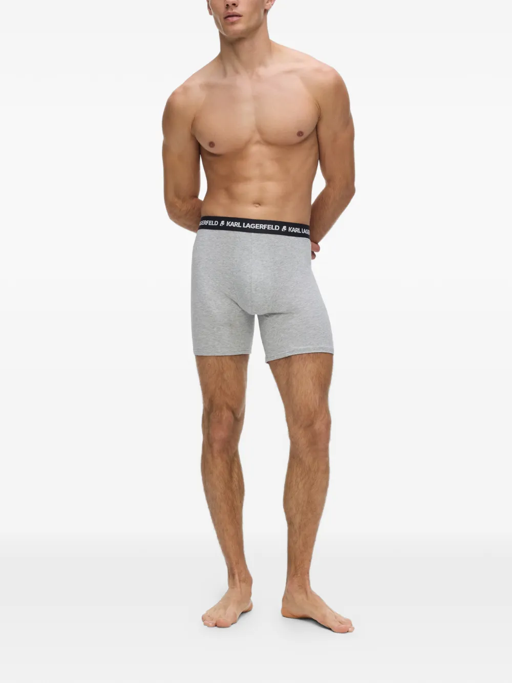 Karl Lagerfeld Drie boxershorts met logoband Grijs