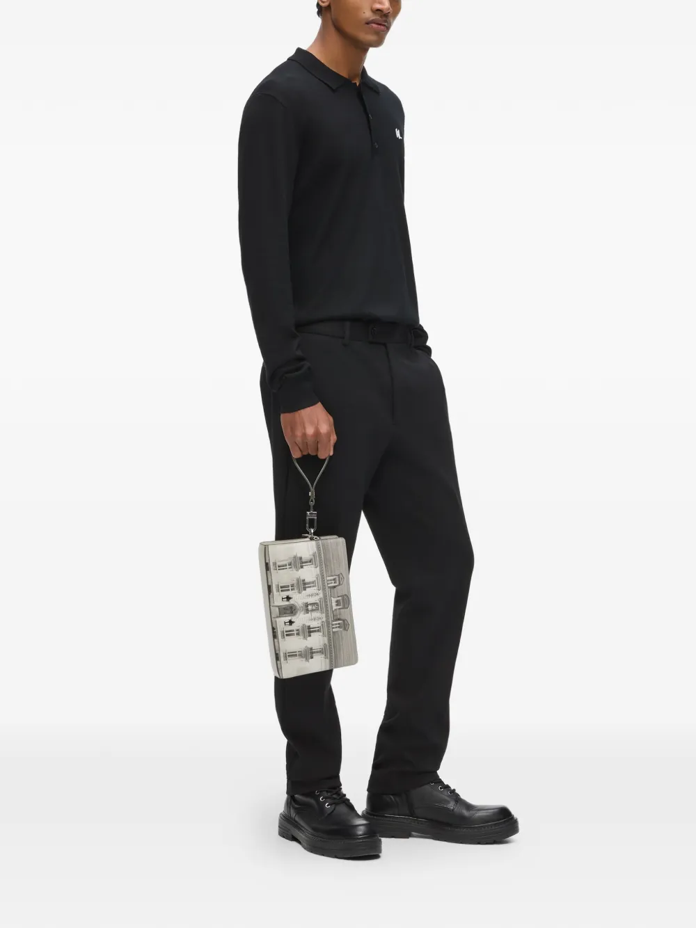 Karl Lagerfeld Rue St-Guillaume Maison leren clutch Grijs