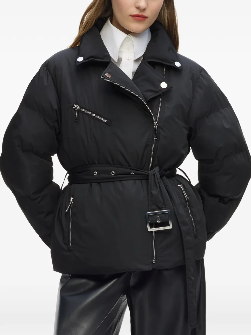 Karl Lagerfeld Bikerjack met riem Zwart