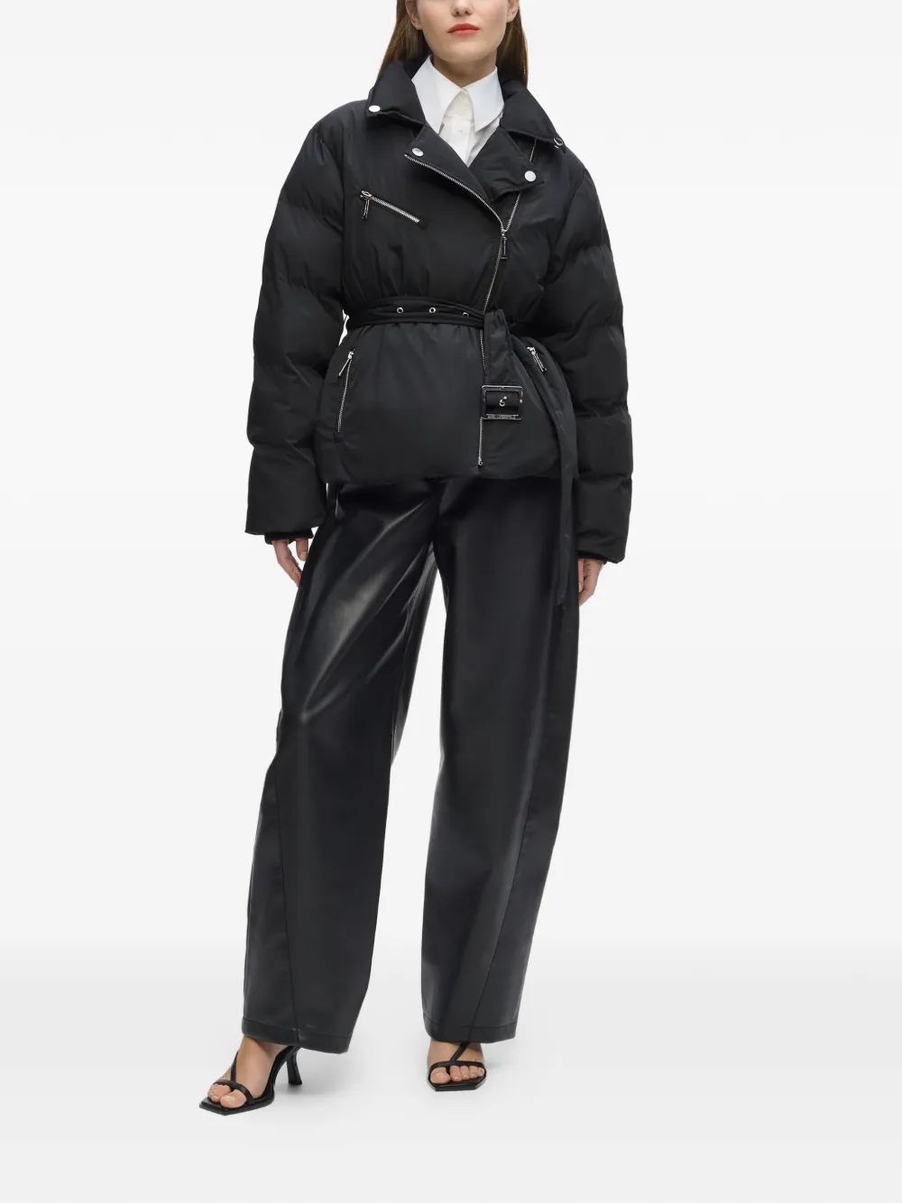 Karl Lagerfeld Bikerjack met riem Zwart
