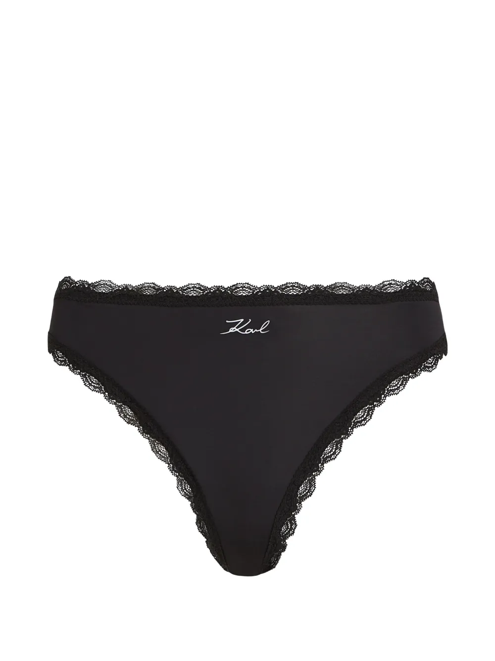 Karl Lagerfeld Drie Signature strings met kanten afwerking Zwart