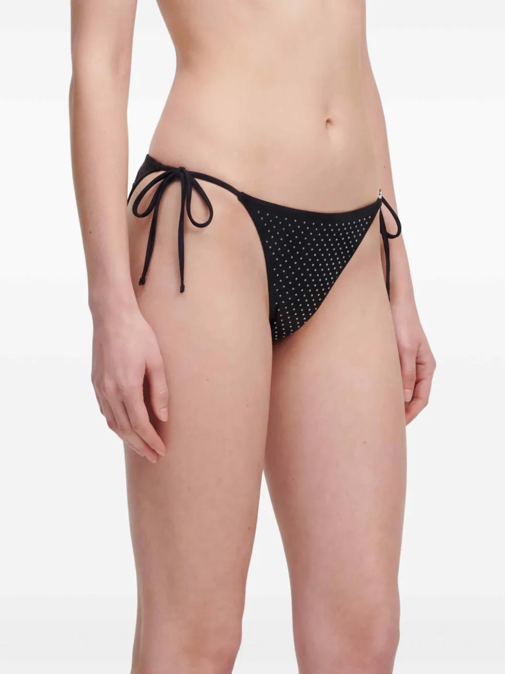 Karl Lagerfeld Bikinislip verfraaid met stras en gestrikte zijkanten Zwart