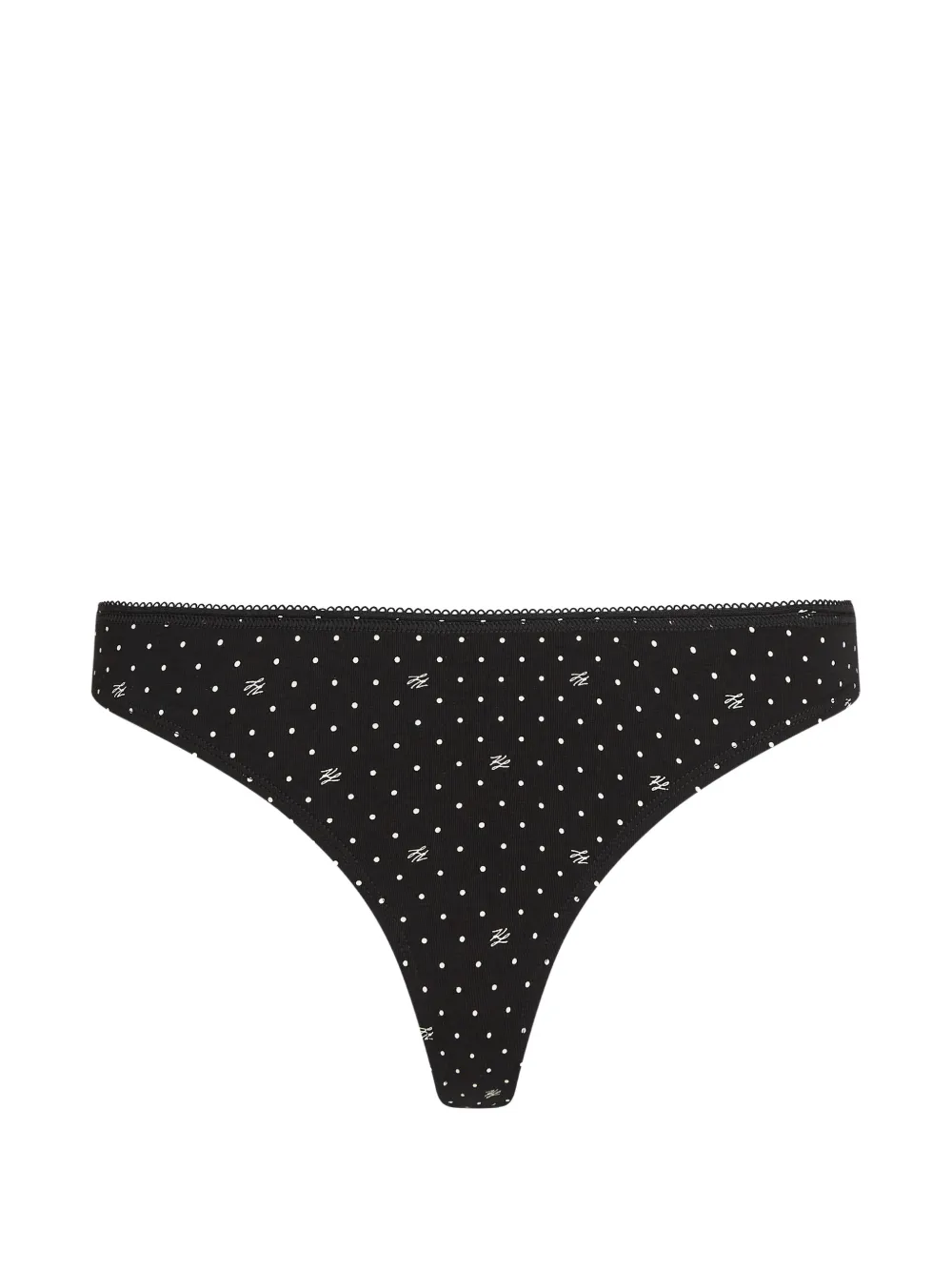 Karl Lagerfeld Vijf katoenen string met stippen en logo-print Zwart