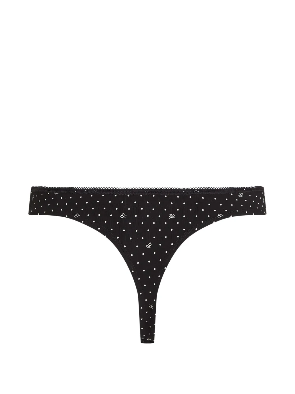 Karl Lagerfeld Vijf katoenen string met stippen en logo-print Zwart
