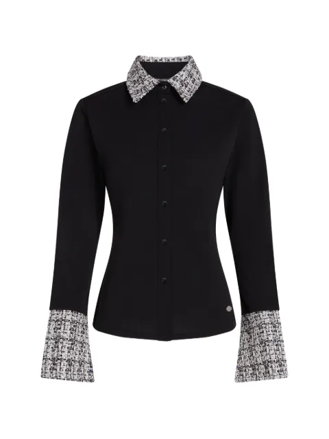 Karl Lagerfeld playera tipo polo manga larga con ribete de bouclé