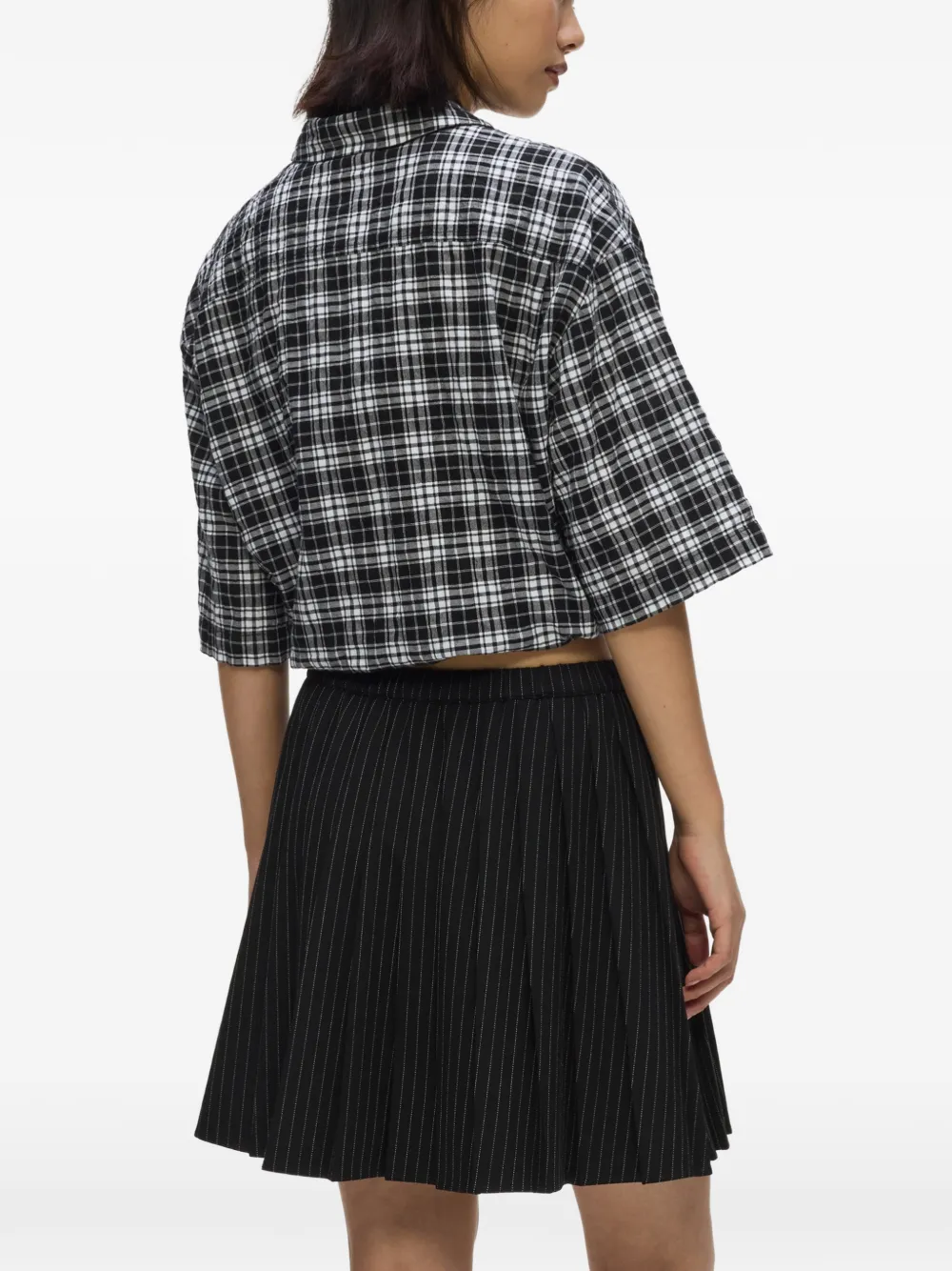 Karl Lagerfeld Jeans Geruite blouse met trekkoord Zwart