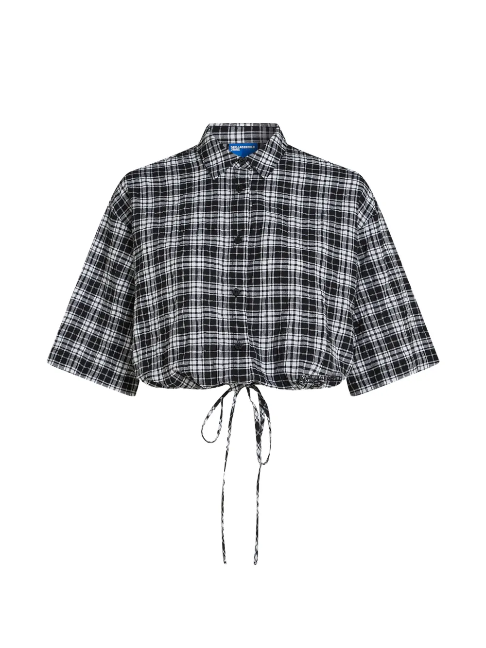 Karl Lagerfeld Jeans Kariertes Hemd mit Kordelzug - Schwarz