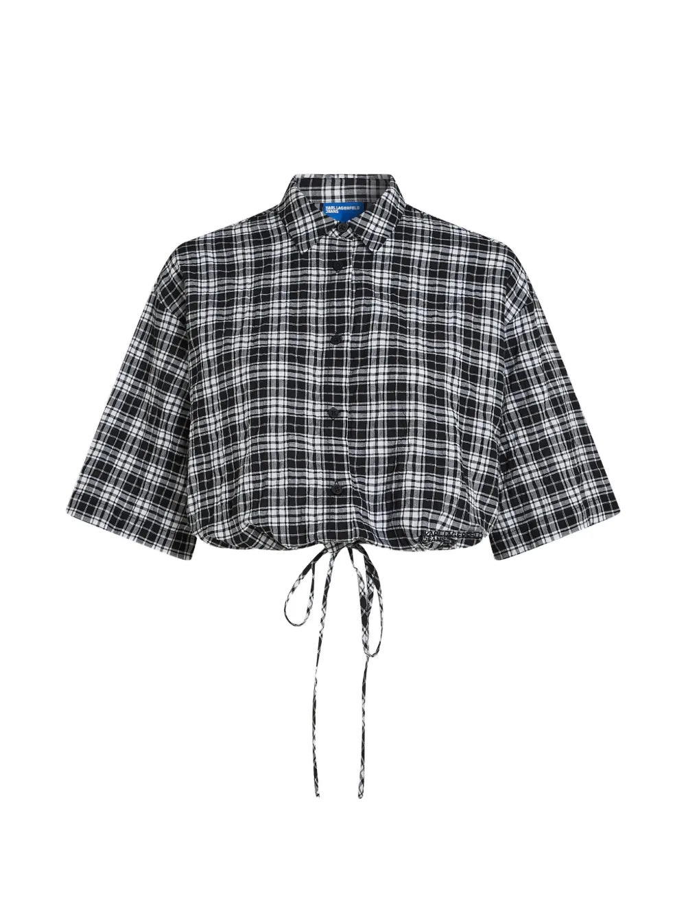 Karl Lagerfeld Jeans Kariertes Hemd mit Kordelzug - Schwarz