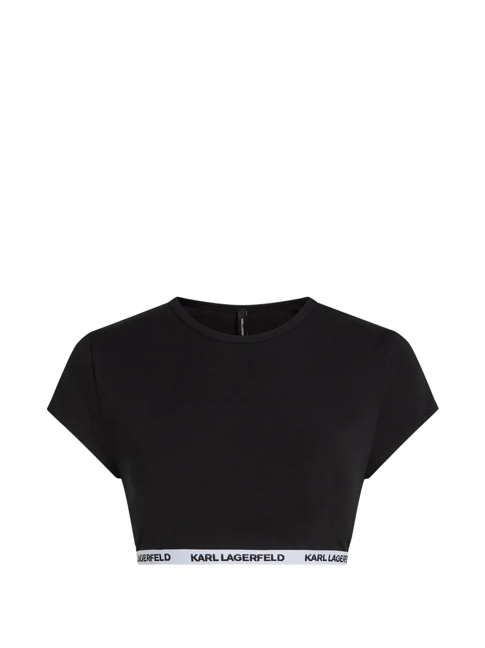 Karl Lagerfeld Top crop Essential con logo - Nero