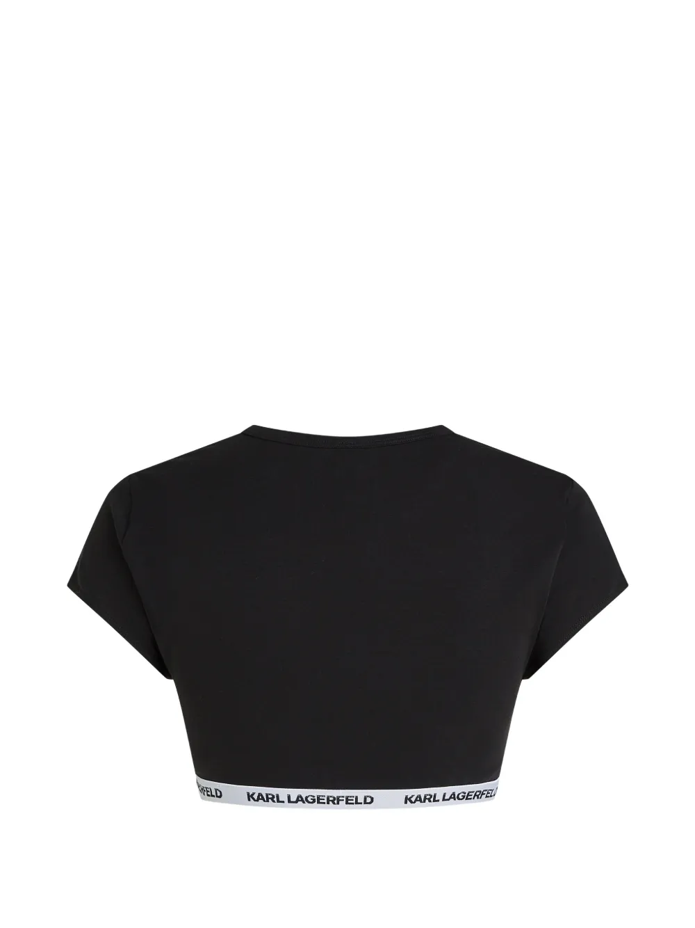 Karl Lagerfeld Essential cropped katoenen top met logoband Zwart
