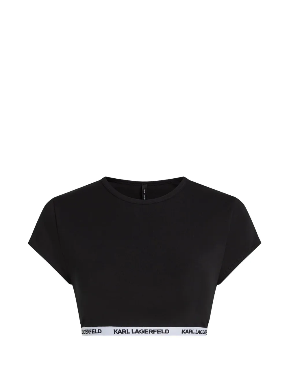 Karl Lagerfeld Top crop Essential con logo - Nero
