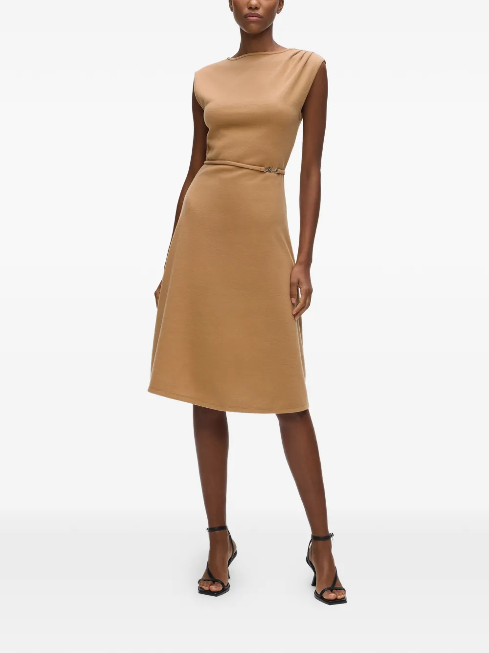 Karl Lagerfeld Jersey jurk met ceintuur Beige