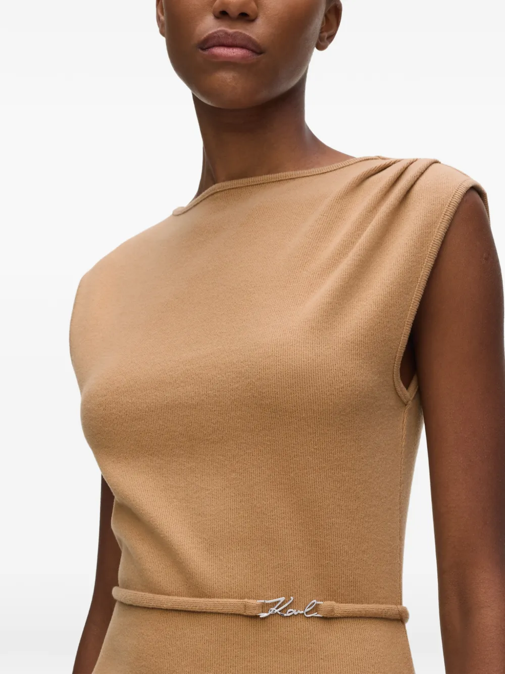 Karl Lagerfeld Jersey jurk met ceintuur Beige