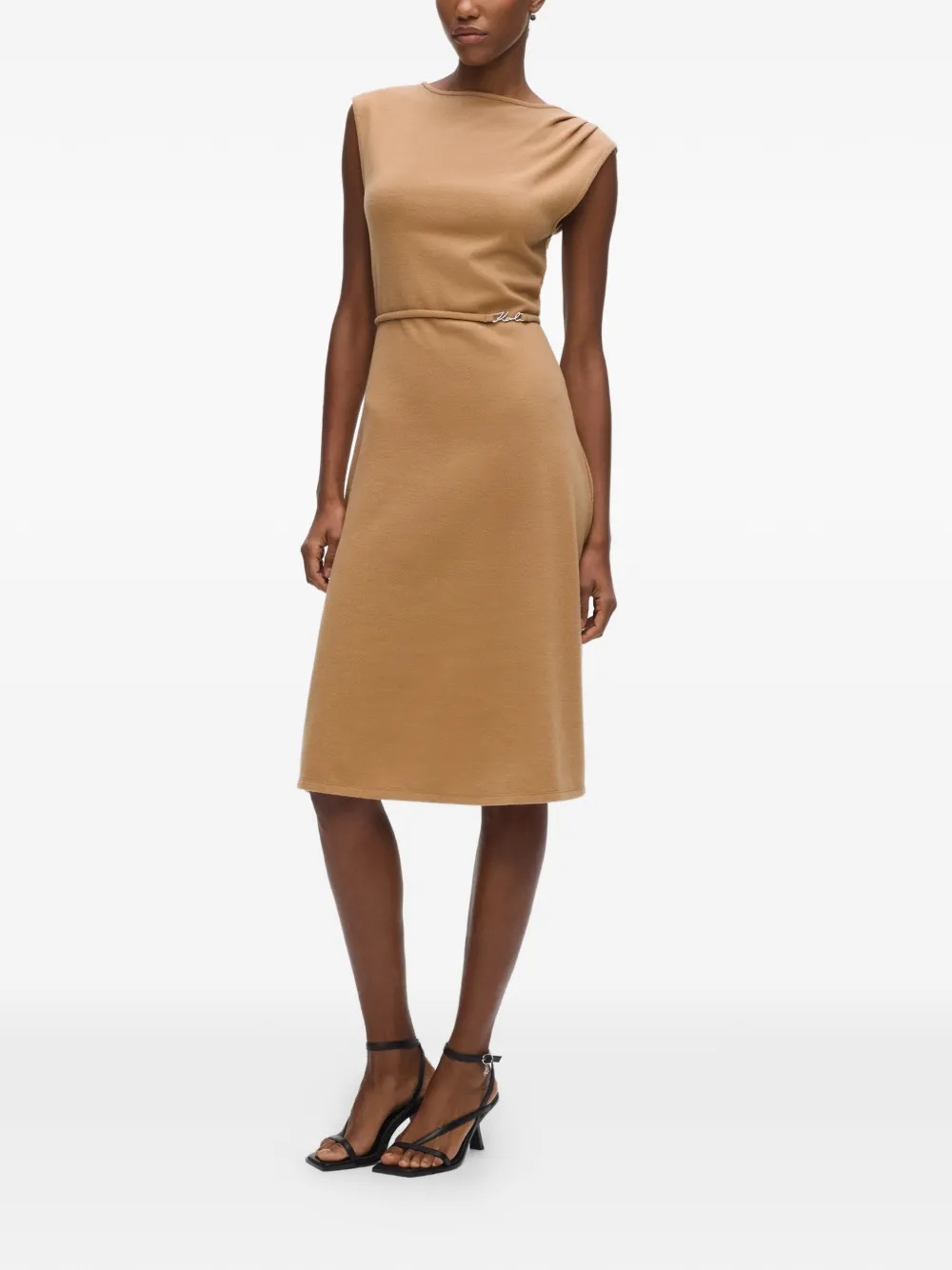 Karl Lagerfeld Jersey jurk met ceintuur Beige