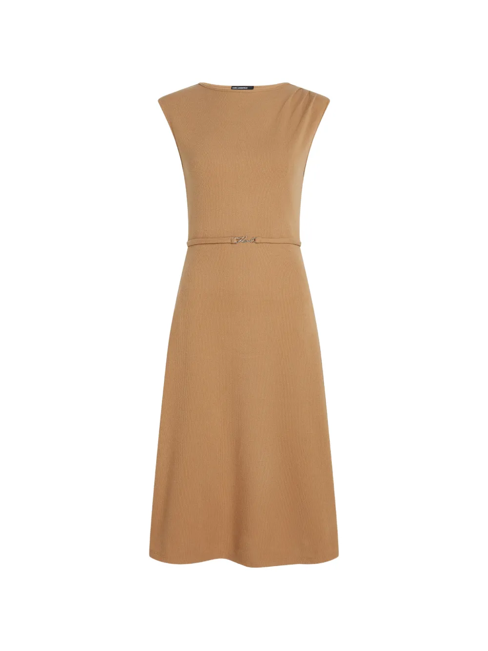 Karl Lagerfeld Midikleid mit plissierten Schultern und Gürtel - Nude