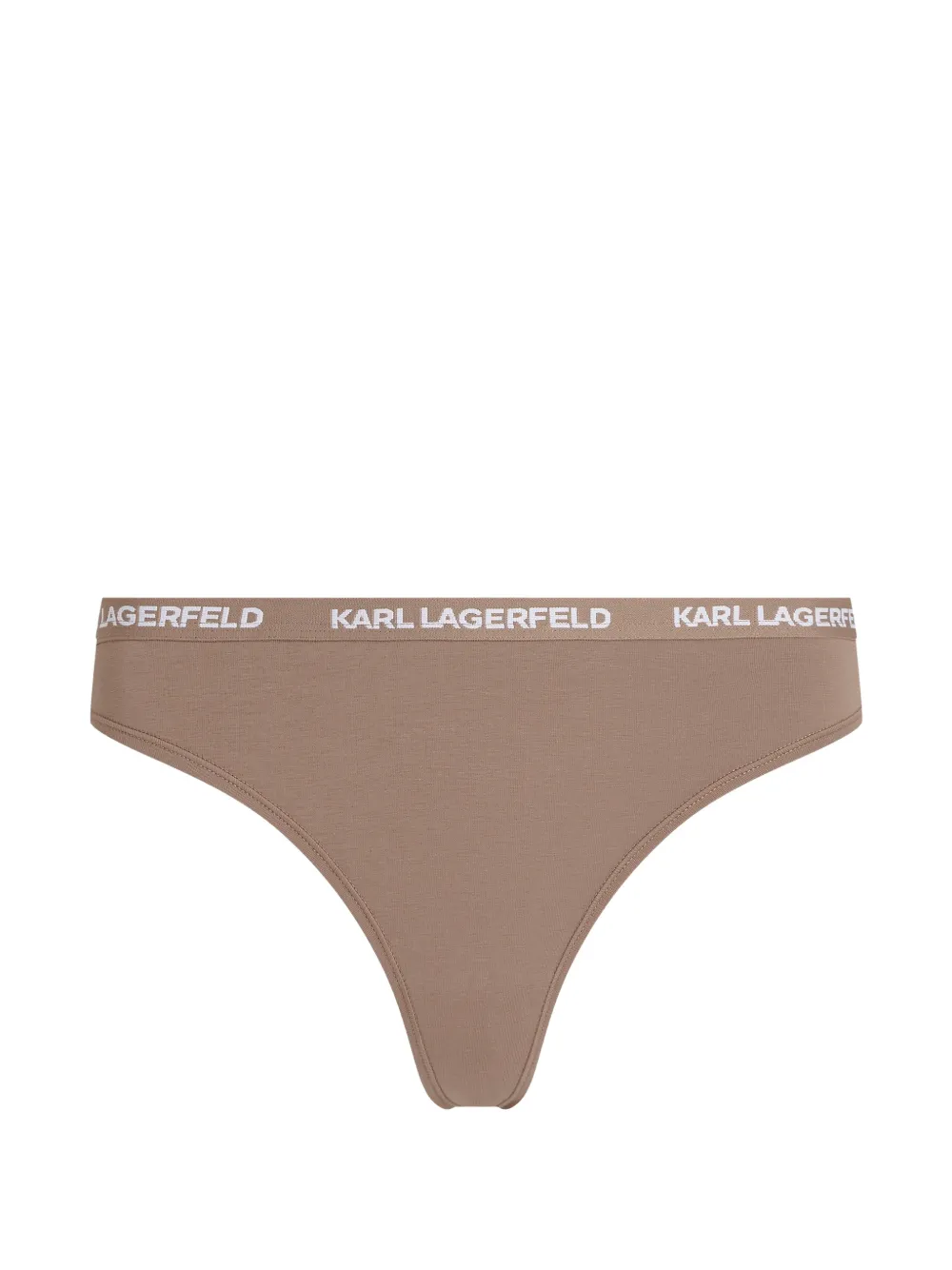 Karl Lagerfeld Drie katoenen strings met logo-detail Beige