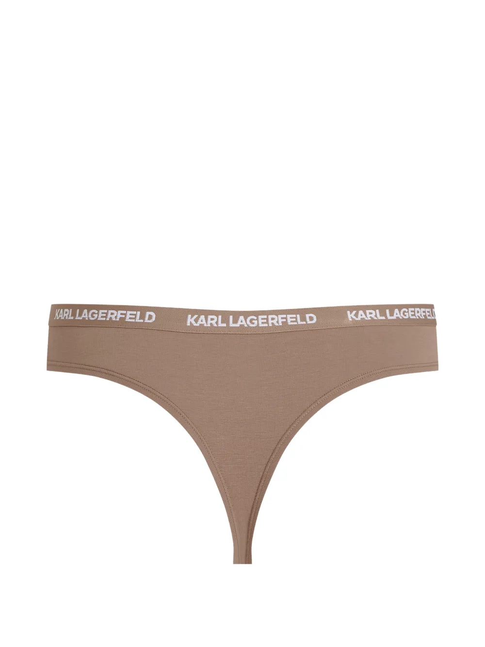 Karl Lagerfeld Drie katoenen strings met logo-detail Beige