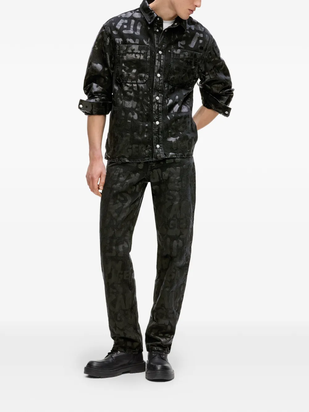 Karl Lagerfeld Jeans Overhemd met logoprint Zwart