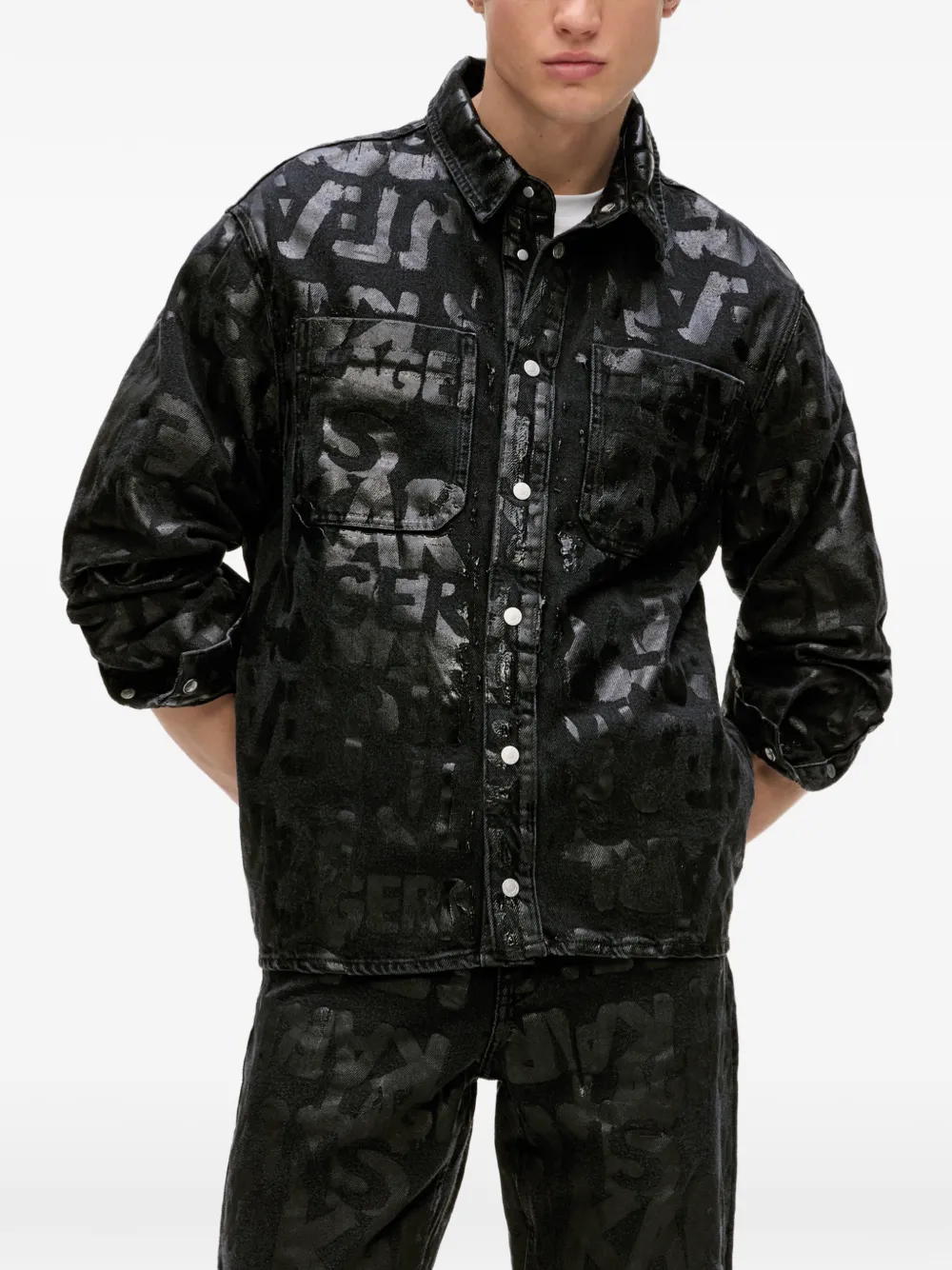 Karl Lagerfeld Jeans Overhemd met logoprint Zwart