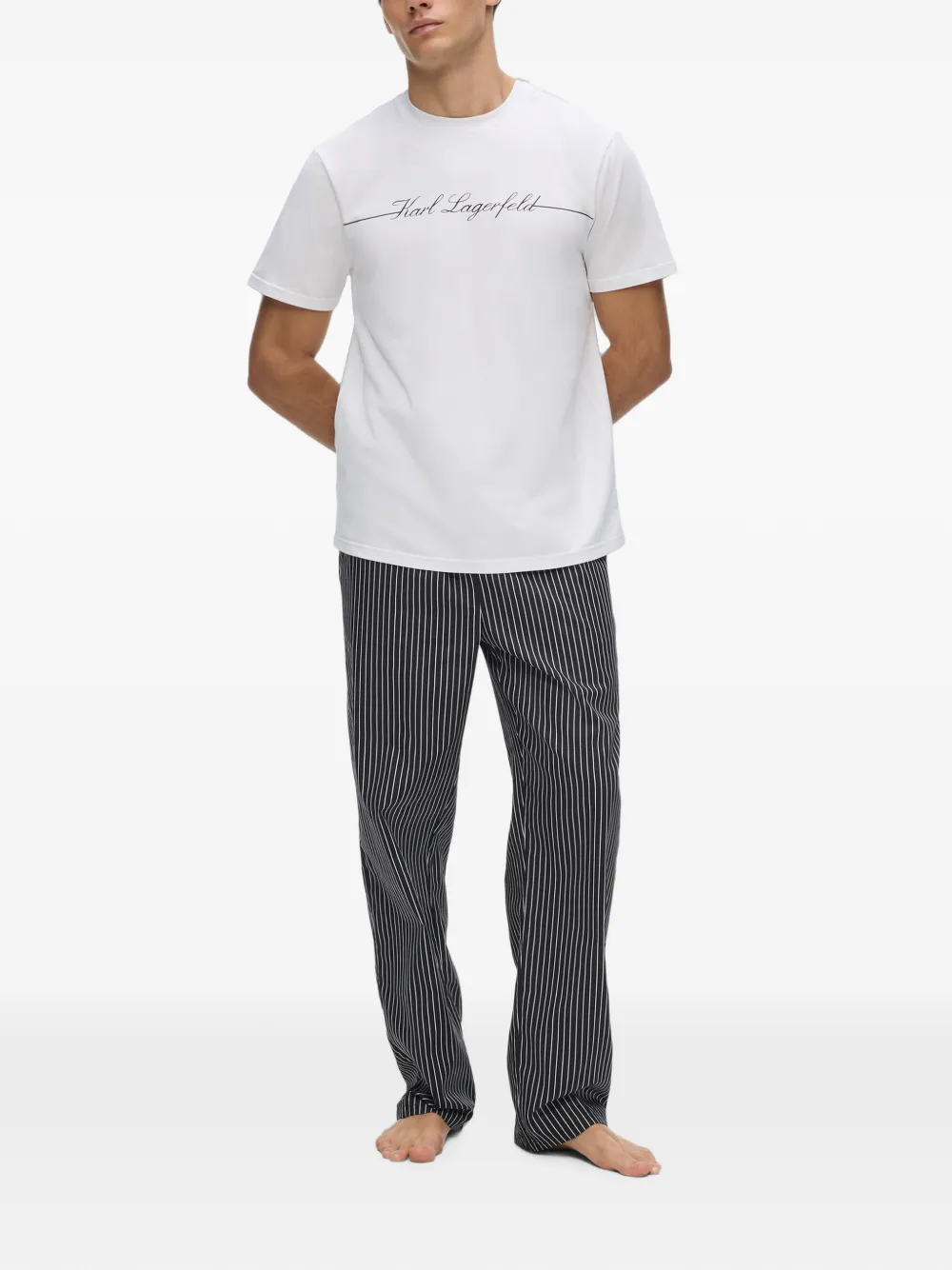 Karl Lagerfeld Hotel Karl gestreepte pyjama Wit
